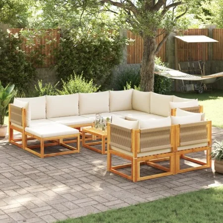 Set de sofás de jardín con cojines 10 pzas madera maciza acacia by , Outdoor sofas - Ref: Foro24-3278859, Price: 1,00 €, Disc...
