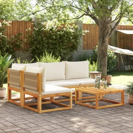 Set de sofás de jardín con cojines 5 pzas madera maciza acacia by , Outdoor sofas - Ref: Foro24-3278865, Price: 507,84 €, Dis...