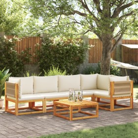 Gartensofa-Set mit 6-teiligen massiven Akazienholz-Kissen. von , Outdoor-Sofas - Ref: Foro24-3278852, Preis: 680,70 €, Rabatt: %