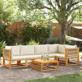 Set de sofás de jardín con cojines 6 pzas madera maciza acacia by , Outdoor sofas - Ref: Foro24-3278852, Price: 672,91 €, Dis...