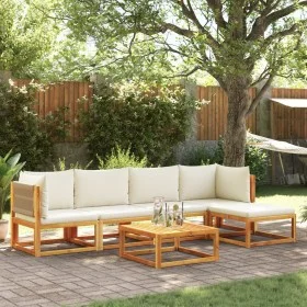 Gartensofa-Set mit 6-teiligen massiven Akazienholz-Kissen. von , Outdoor-Sofas - Ref: Foro24-3278850, Preis: 608,62 €, Rabatt: %