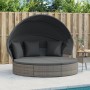 Tumbona cama de jardín con capota y cojines ratán PE gris by , Outdoor beds - Ref: Foro24-362256, Price: 599,13 €, Discount: %