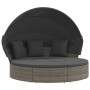 Tumbona cama de jardín con capota y cojines ratán PE gris by , Outdoor beds - Ref: Foro24-362256, Price: 599,13 €, Discount: %