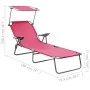 Gartenliege mit rosa Stahlmarkise von vidaXL, Liegen - Ref: Foro24-310337, Preis: 100,01 €, Rabatt: %