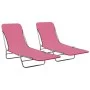 Folding loungers 2 units steel and pink fabric by vidaXL, Loungers - Ref: Foro24-310345, Price: 93,28 €, Discount: %