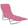 Folding loungers 2 units steel and pink fabric by vidaXL, Loungers - Ref: Foro24-310345, Price: 93,28 €, Discount: %