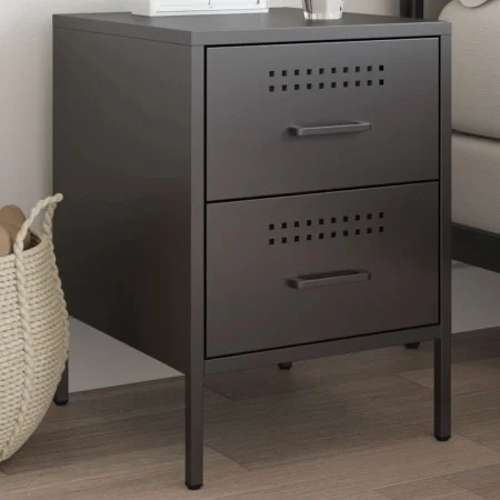 Nachttisch aus schwarzem Stahl 36x39x50,5 cm von , Nachttische - Ref: Foro24-842922, Preis: 66,90 €, Rabatt: %