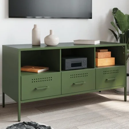 Mueble para TV acero verde oliva 100,5x39x50,5 cm by , TV Furniture - Ref: Foro24-843040, Price: 122,13 €, Discount: %