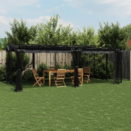 Cenador con paredes de malla acero gris antracita 6x3 m de , Carpas y cenadores - Ref: Foro24-4003915, Precio: 513,83 €, Desc...