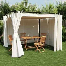 Cenador con cortinas acero color crema 3x3 m by , Tents and gazebos - Ref: Foro24-4003917, Price: 339,83 €, Discount: %