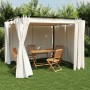 Cenador con cortinas acero color crema 3x3 m by , Tents and gazebos - Ref: Foro24-4003917, Price: 353,31 €, Discount: %