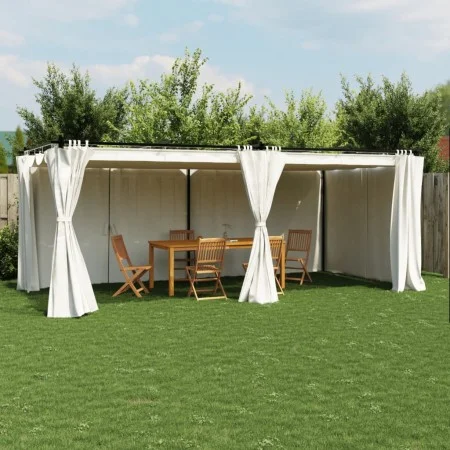 Cenador con cortinas acero color crema 6x3 m by , Tents and gazebos - Ref: Foro24-4003920, Price: 483,04 €, Discount: %