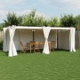 Cenador con cortinas acero color crema 6x3 m de , Carpas y cenadores - Ref: Foro24-4003920, Precio: 503,19 €, Descuento: %