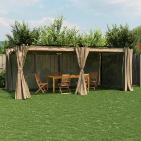 Pavillon mit taupefarbenen Vorhängen 6x3 m von , Zelte und Pavillons - Ref: Foro24-4003922, Preis: 495,82 €, Rabatt: %