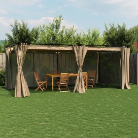 Pavillon mit taupefarbenen Vorhängen 6x3 m von , Zelte und Pavillons - Ref: Foro24-4003922, Preis: 467,92 €, Rabatt: %