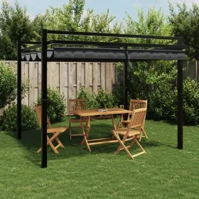 Cenador de jardín con techo retráctil aluminio antracita 3x3 m by , Tents and gazebos - Ref: Foro24-4003969, Price: 475,88 €,...