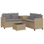 Sofá de jardín en forma de L con mesa y cojines ratán PE beige by , Garden sets - Ref: Foro24-369030, Price: 343,54 €, Discou...
