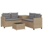 Sofá de jardín en forma de L con mesa y cojines ratán PE beige by , Garden sets - Ref: Foro24-369030, Price: 317,25 €, Discou...
