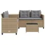 Sofá de jardín en forma de L con mesa y cojines ratán PE beige by , Garden sets - Ref: Foro24-369030, Price: 343,54 €, Discou...