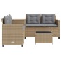 Sofá de jardín en forma de L con mesa y cojines ratán PE beige by , Garden sets - Ref: Foro24-369030, Price: 317,25 €, Discou...