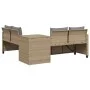 Sofá de jardín en forma de L con mesa y cojines ratán PE beige by , Garden sets - Ref: Foro24-369030, Price: 343,54 €, Discou...