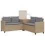 Sofá de jardín en forma de L con mesa y cojines ratán PE beige by , Garden sets - Ref: Foro24-369030, Price: 343,54 €, Discou...