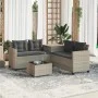 Sofá jardín forma de L con mesa y cojines ratán PE gris claro by , Garden sets - Ref: Foro24-369032, Price: 337,72 €, Discoun...