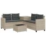 Sofá jardín forma de L con mesa y cojines ratán PE gris claro by , Garden sets - Ref: Foro24-369032, Price: 337,72 €, Discoun...