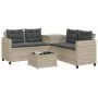 Sofá jardín forma de L con mesa y cojines ratán PE gris claro by , Garden sets - Ref: Foro24-369032, Price: 337,72 €, Discoun...