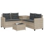 Sofá jardín forma de L con mesa y cojines ratán PE gris claro by , Garden sets - Ref: Foro24-369032, Price: 289,48 €, Discoun...