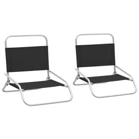 Folding beach chairs 2 units black fabric by vidaXL, Garden chairs - Ref: Foro24-310366, Price: 71,52 €, Discount: %