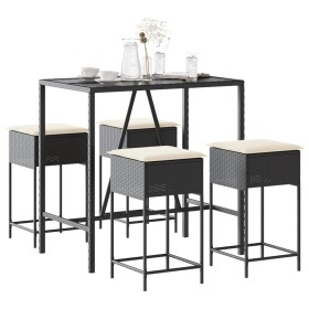 Juego de bar de jardín de 5 piezas con cojines ratán PE negro by , Garden sets - Ref: Foro24-3261466, Price: 312,72 €, Discou...