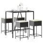 Juego de bar de jardín de 5 piezas con cojines ratán PE negro de , Conjuntos de jardín - Ref: Foro24-3261466, Precio: 313,46 ...