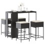 Juego de bar de jardín de 5 piezas con cojines ratán PE negro by , Garden sets - Ref: Foro24-3261493, Price: 305,72 €, Discou...