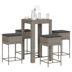 5-teiliges Gartenset mit grauen PE-Rattan-Kissen von , Gartensets - Ref: Foro24-3261451, Preis: 291,86 €, Rabatt: %
