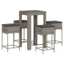 Juego de bar de jardín de 5 piezas con cojines ratán PE gris by , Garden sets - Ref: Foro24-3261451, Price: 296,53 €, Discoun...