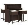 Juego de bar de jardín de 5 piezas con cojines ratán PE marrón by , Garden sets - Ref: Foro24-3261485, Price: 411,94 €, Disco...