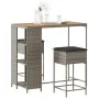 Juego de bar de jardín de 3 piezas con cojines ratán PE gris de , Conjuntos de jardín - Ref: Foro24-3261498, Precio: 237,69 €...