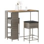 Juego de bar de jardín de 3 piezas con cojines ratán PE gris by , Garden sets - Ref: Foro24-3261498, Price: 241,21 €, Discoun...