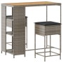Juego de bar de jardín de 3 piezas con cojines ratán PE gris by , Garden sets - Ref: Foro24-3261498, Price: 241,21 €, Discoun...