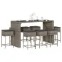 9-teiliges Gartenset für die Bar mit grauen PE-Rattan-Kissen. von , Gartensets - Ref: Foro24-3261514, Preis: 551,72 €, Rabatt: %