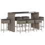 Juego de bar de jardín 9 piezas con cojines ratán PE gris by , Garden sets - Ref: Foro24-3261514, Price: 560,81 €, Discount: %