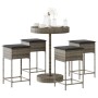 Mesa y taburetes altos jardín 5 piezas y cojines ratán PE gris by , Garden sets - Ref: Foro24-3261445, Price: 294,38 €, Disco...