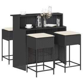 5-teiliges Gartenset mit schwarzen PE-Rattan-Kissen von , Gartensets - Ref: Foro24-3261487, Preis: 399,12 €, Rabatt: %