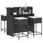5-teiliges Gartenset mit schwarzen PE-Rattan-Kissen von , Gartensets - Ref: Foro24-3261487, Preis: 399,12 €, Rabatt: %