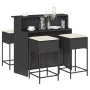 Juego de bar de jardín de 5 piezas con cojines ratán PE negro by , Garden sets - Ref: Foro24-3261487, Price: 404,78 €, Discou...