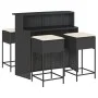 Juego de bar de jardín de 5 piezas con cojines ratán PE negro by , Garden sets - Ref: Foro24-3261487, Price: 404,78 €, Discou...