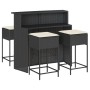 Juego de bar de jardín de 5 piezas con cojines ratán PE negro by , Garden sets - Ref: Foro24-3261487, Price: 399,12 €, Discou...