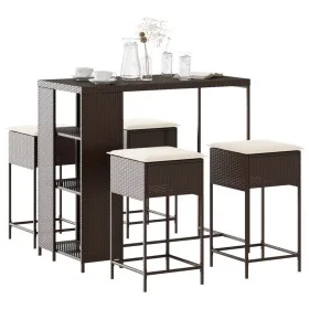 Juego de bar de jardín de 5 piezas con cojines ratán PE marrón by , Garden sets - Ref: Foro24-3261491, Price: 320,78 €, Disco...