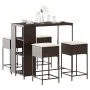 Juego de bar de jardín de 5 piezas con cojines ratán PE marrón de , Conjuntos de jardín - Ref: Foro24-3261491, Precio: 320,77...
